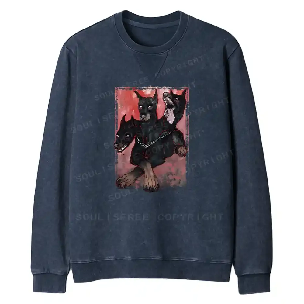 Doberman In The Dark Fit Washed Sweatshirt
