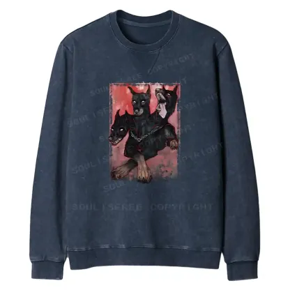 Doberman In The Dark Fit Washed Sweatshirt