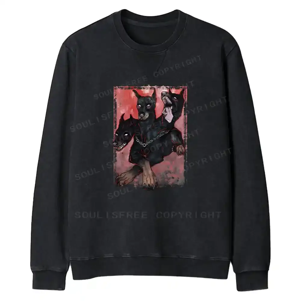 Doberman In The Dark Fit Washed Sweatshirt
