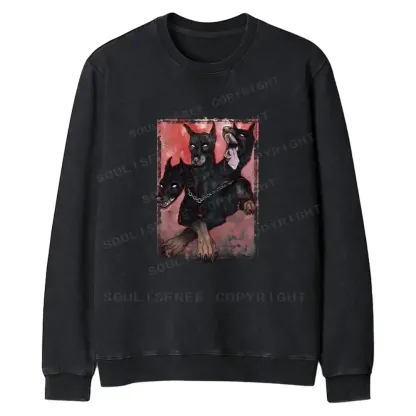 Doberman In The Dark Fit Washed Sweatshirt