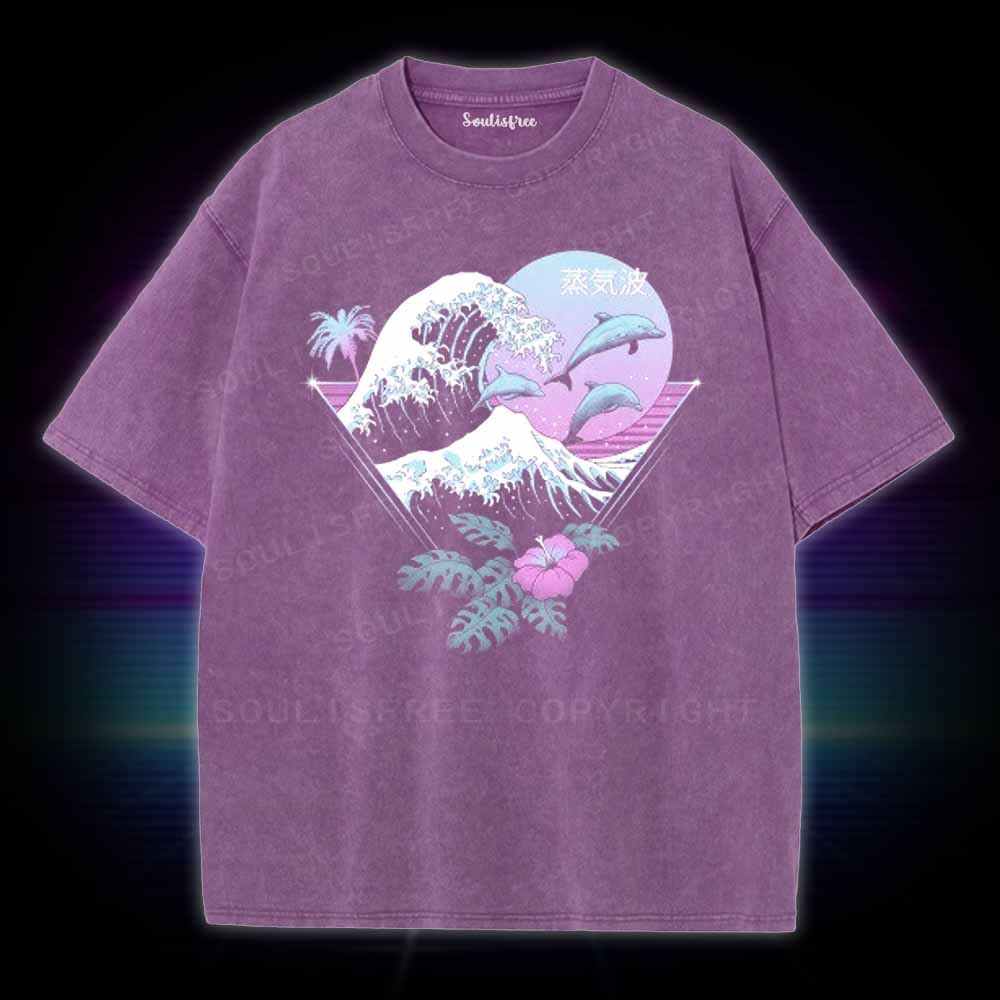 Soulisfree Dolphin Waves Washed Tee