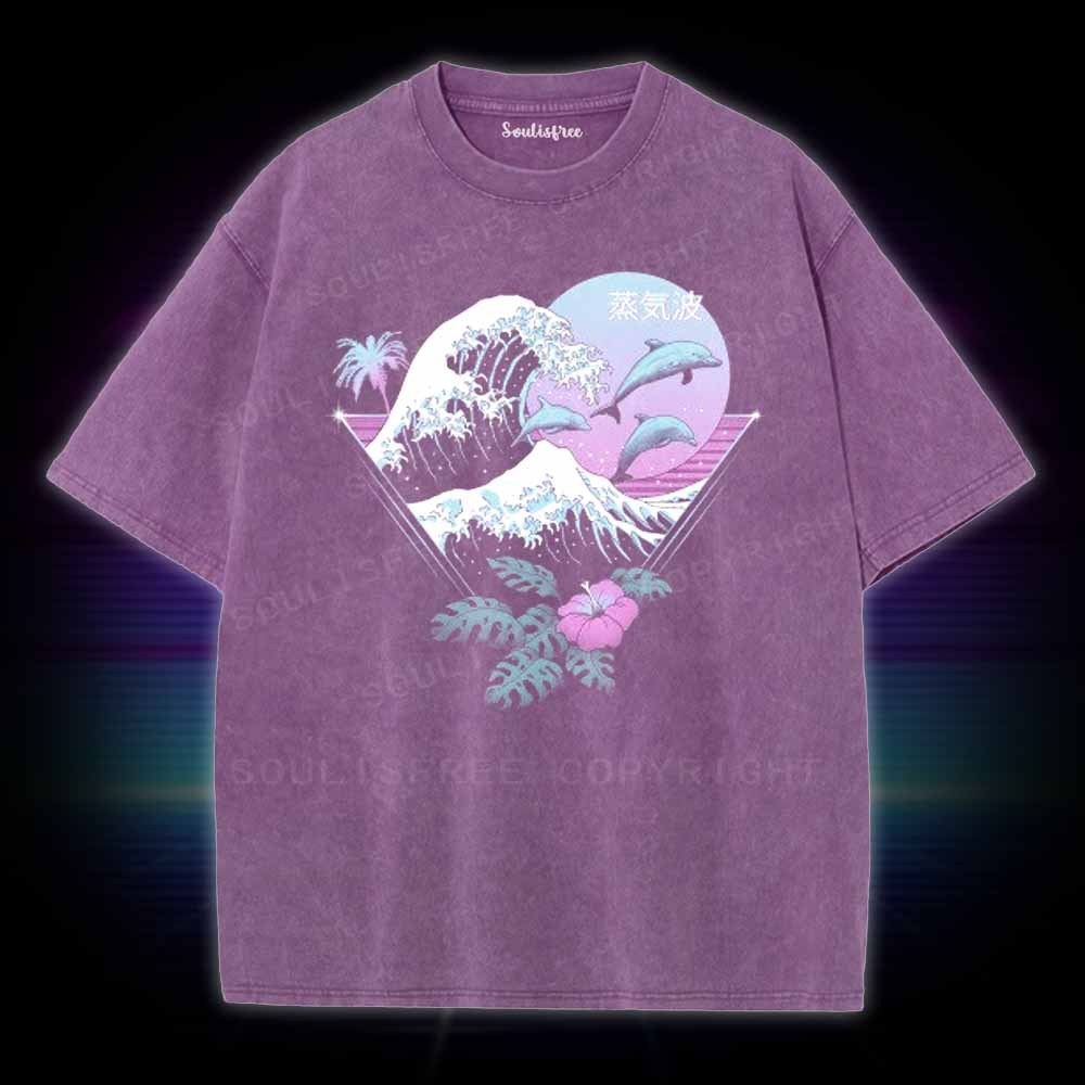 Soulisfree Dolphin Waves Washed Tee