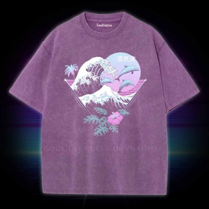 Soulisfree Dolphin Waves Washed Tee