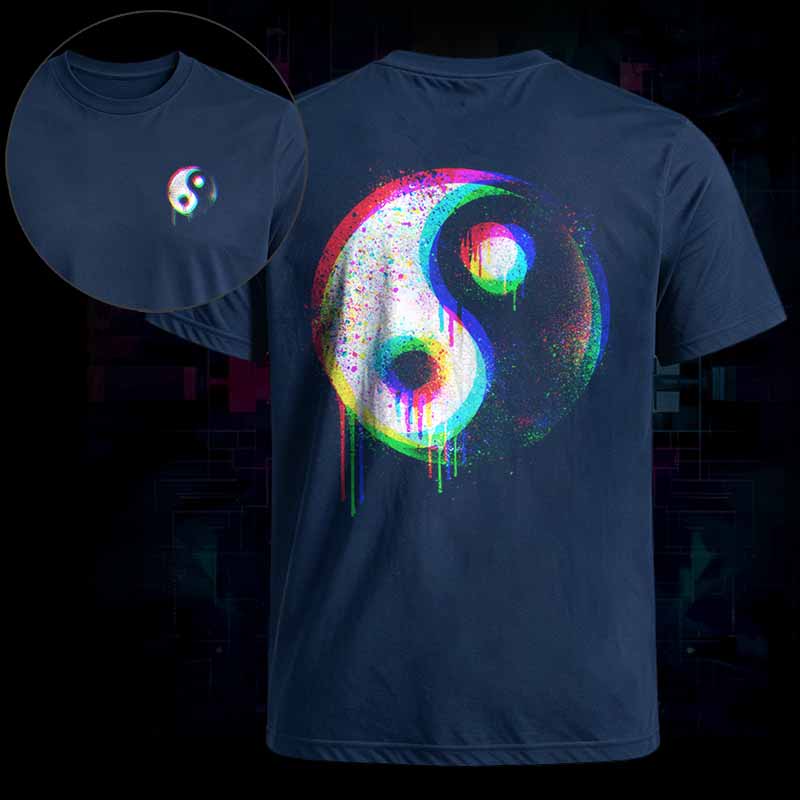Soulisfree Neon Drip Rainbow Yin Yang Classic Tee