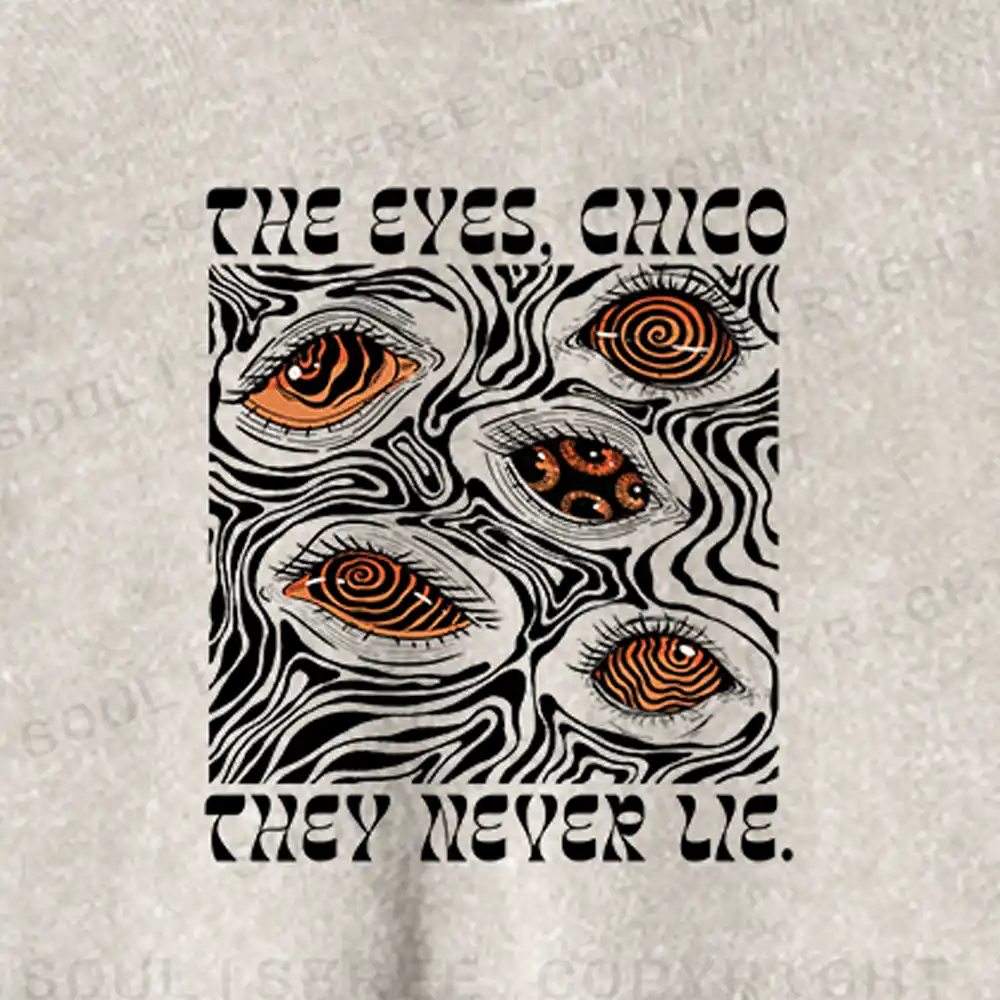 The Eyes Chico . They Never Lie Washed Cropped Sweatshirt