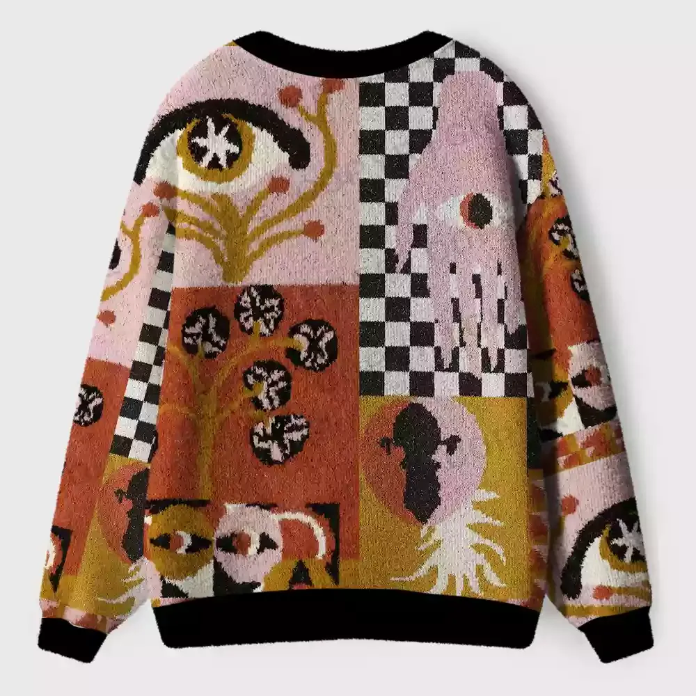 Abstract Vision Patchwork Ugly Cardigan Sweaters 