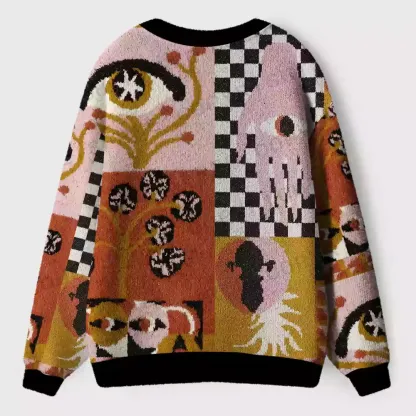 Abstract Vision Patchwork Ugly Cardigan Sweaters 