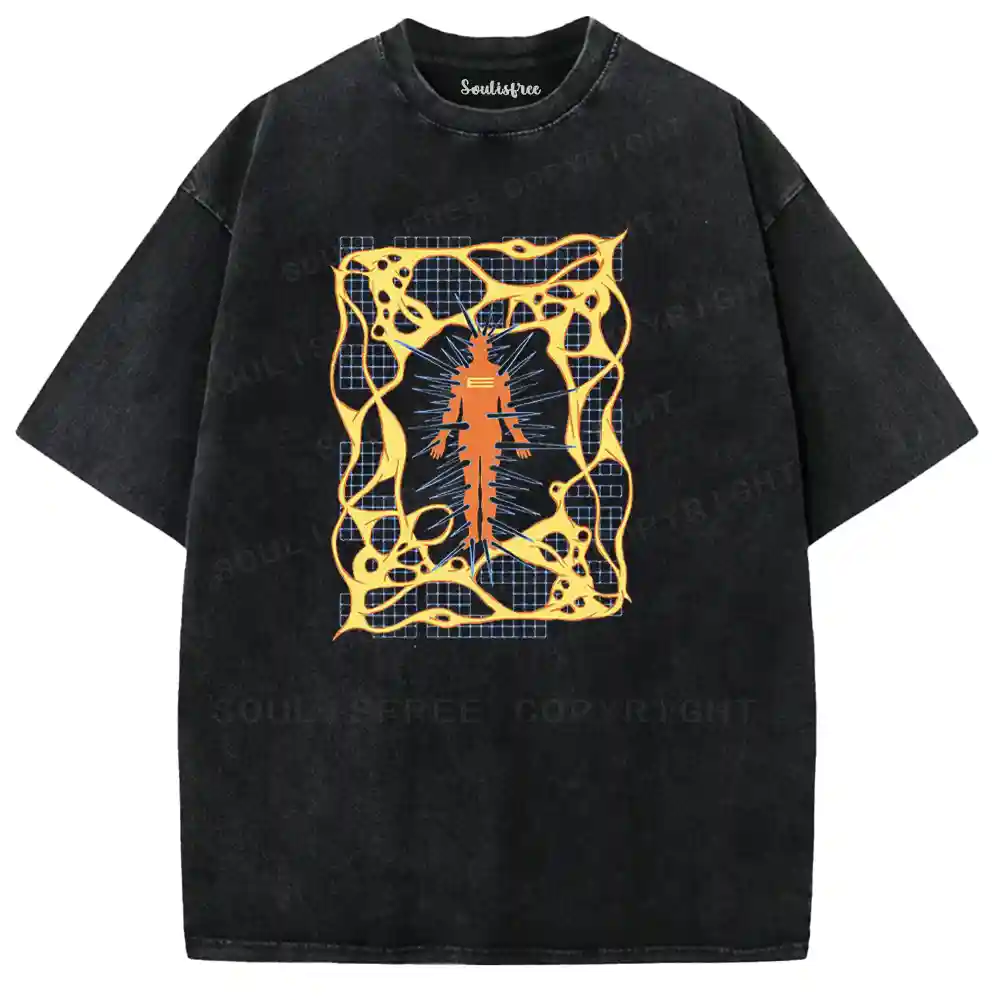 Ember Form Grid Cage Washed T-shirt