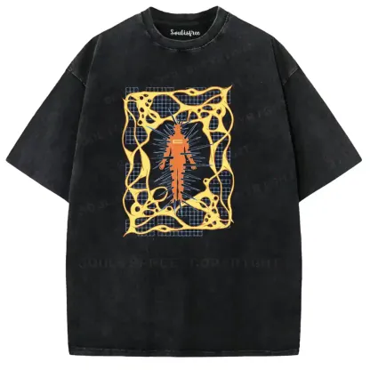 Ember Form Grid Cage Washed T-shirt