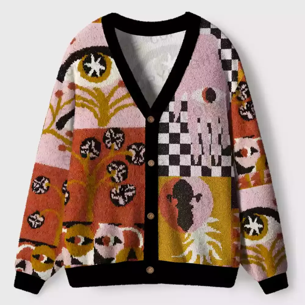 Abstract Vision Patchwork Ugly Cardigan Sweaters