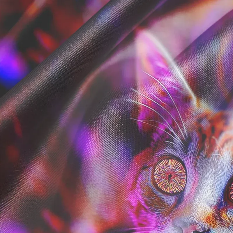 Soulisfree Cosmic Rainbow Eye Spiral Cat  Cowl Neck Satin Mini Dress