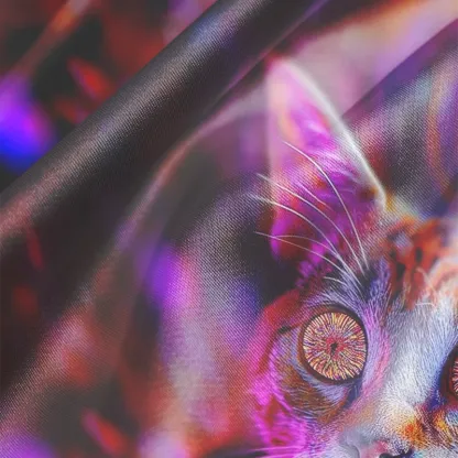 Soulisfree Cosmic Rainbow Eye Spiral Cat  Cowl Neck Satin Mini Dress