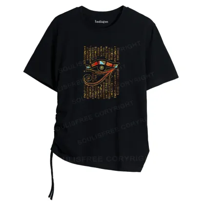 Eye Of Horus Asymmetrical Top With Side Drawstring