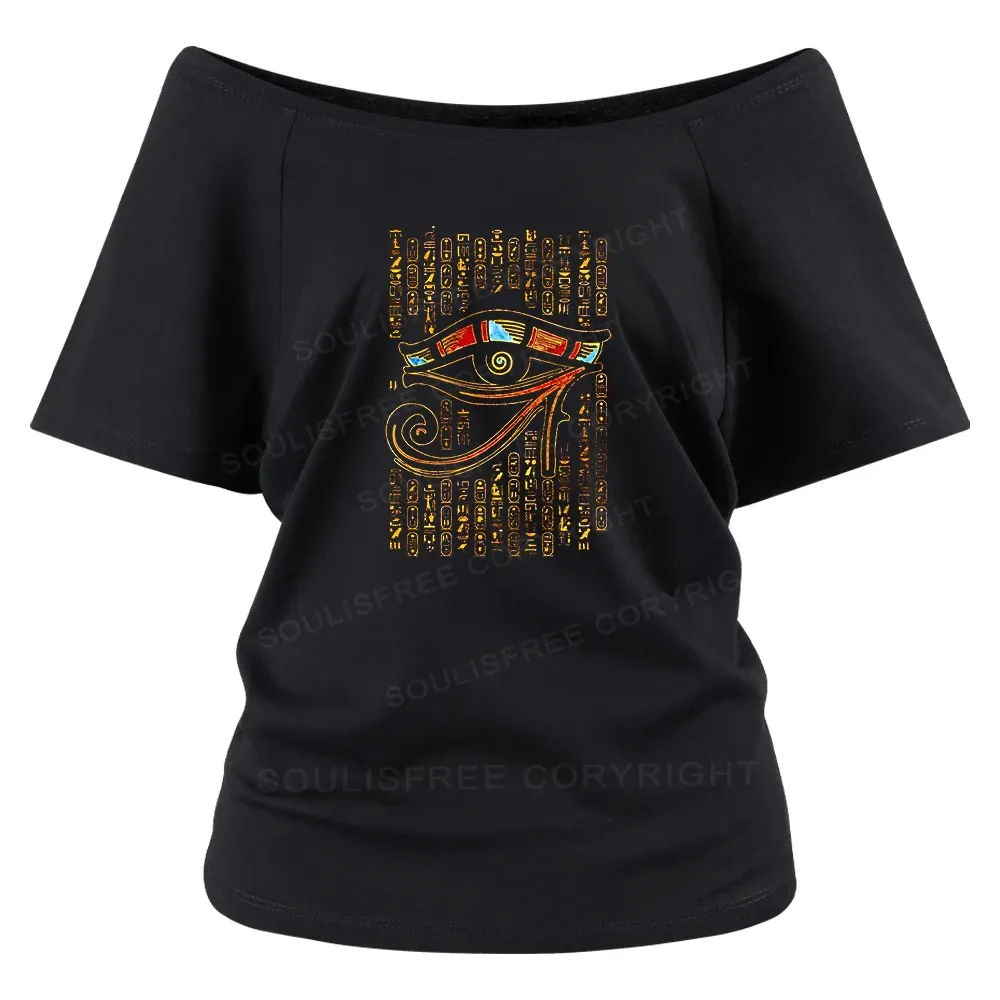 Designed Eye Of Horus Off Shoulder Top