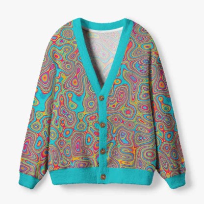 Soulisfree The Geometry Of Dreams Fuzzy Cardigan Sweater