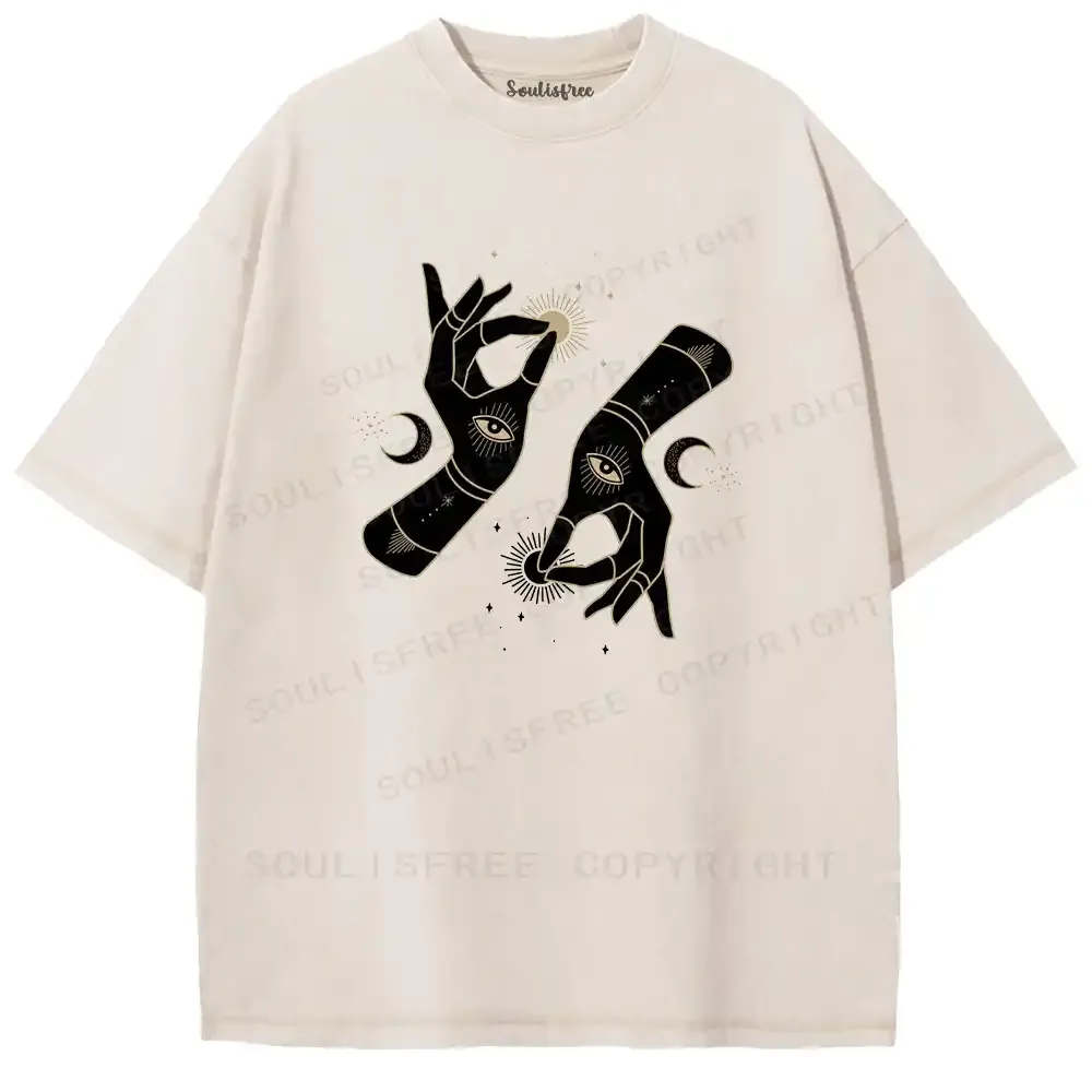 Sun-Moon Eye Hand Washed T-shirt