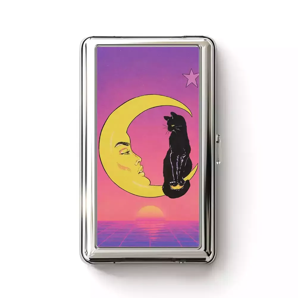 Soulisfree Midnight Moon Cat Metal Pocket Case