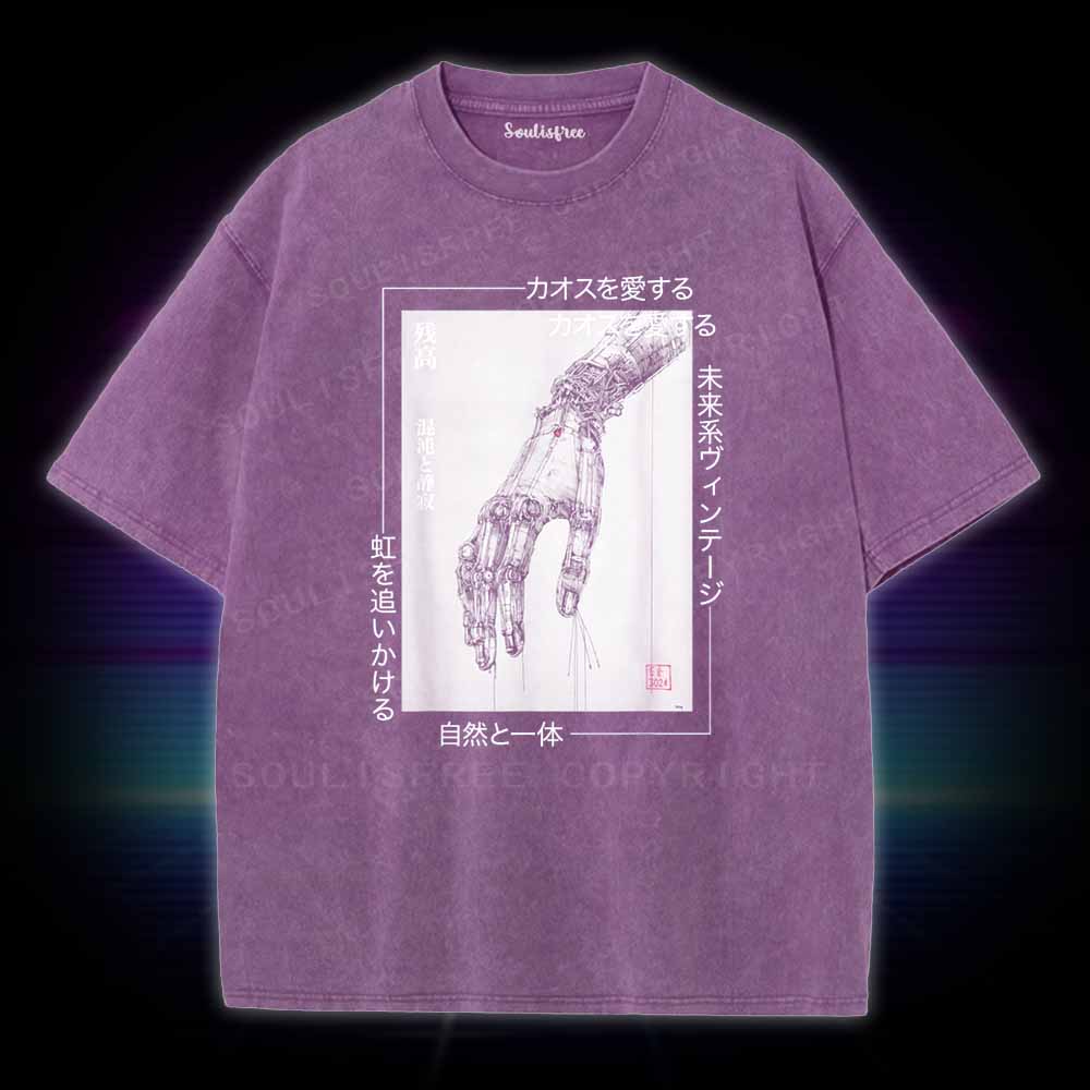 Soulisfree Cyberpunk Mechanical Hand  Washed Tee