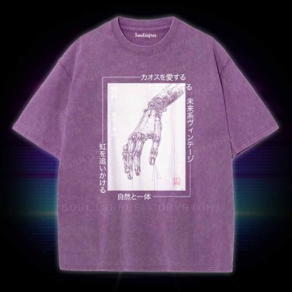 Soulisfree Cyberpunk Mechanical Hand  Washed Tee