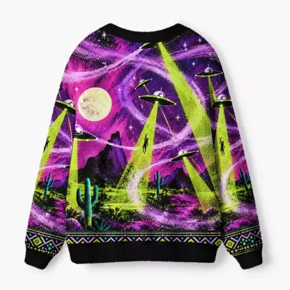Soulisfree Retro UFO Desert Fuzzy Cardigan Sweater