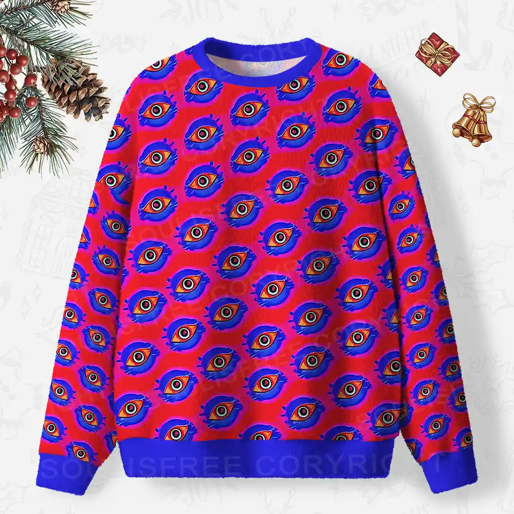 Vivid Eyescape Ugly Christmas Knit Sweatshirt