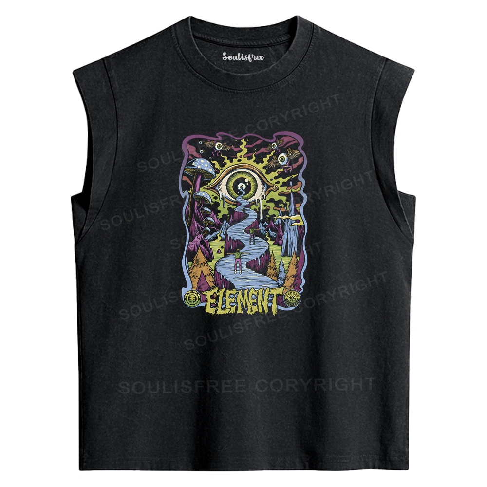 Psychedelic Elements Washed Tank Tops