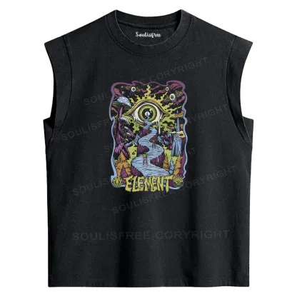 Psychedelic Elements Washed Tank Tops