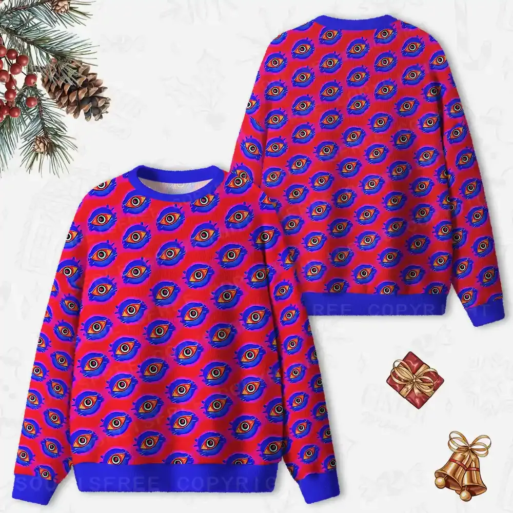 Vivid Eyescape Ugly Christmas Knit Sweatshirt