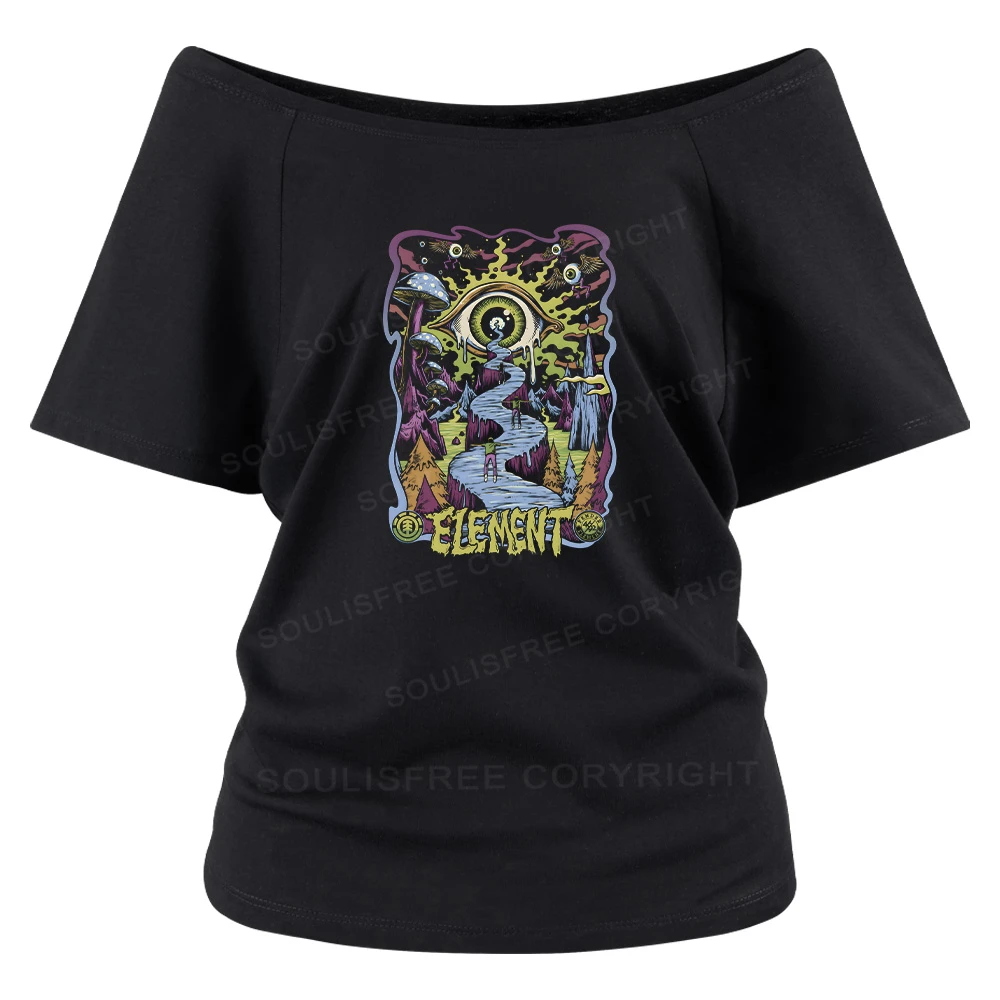 Psychedelic Elements Off Shoulder Top