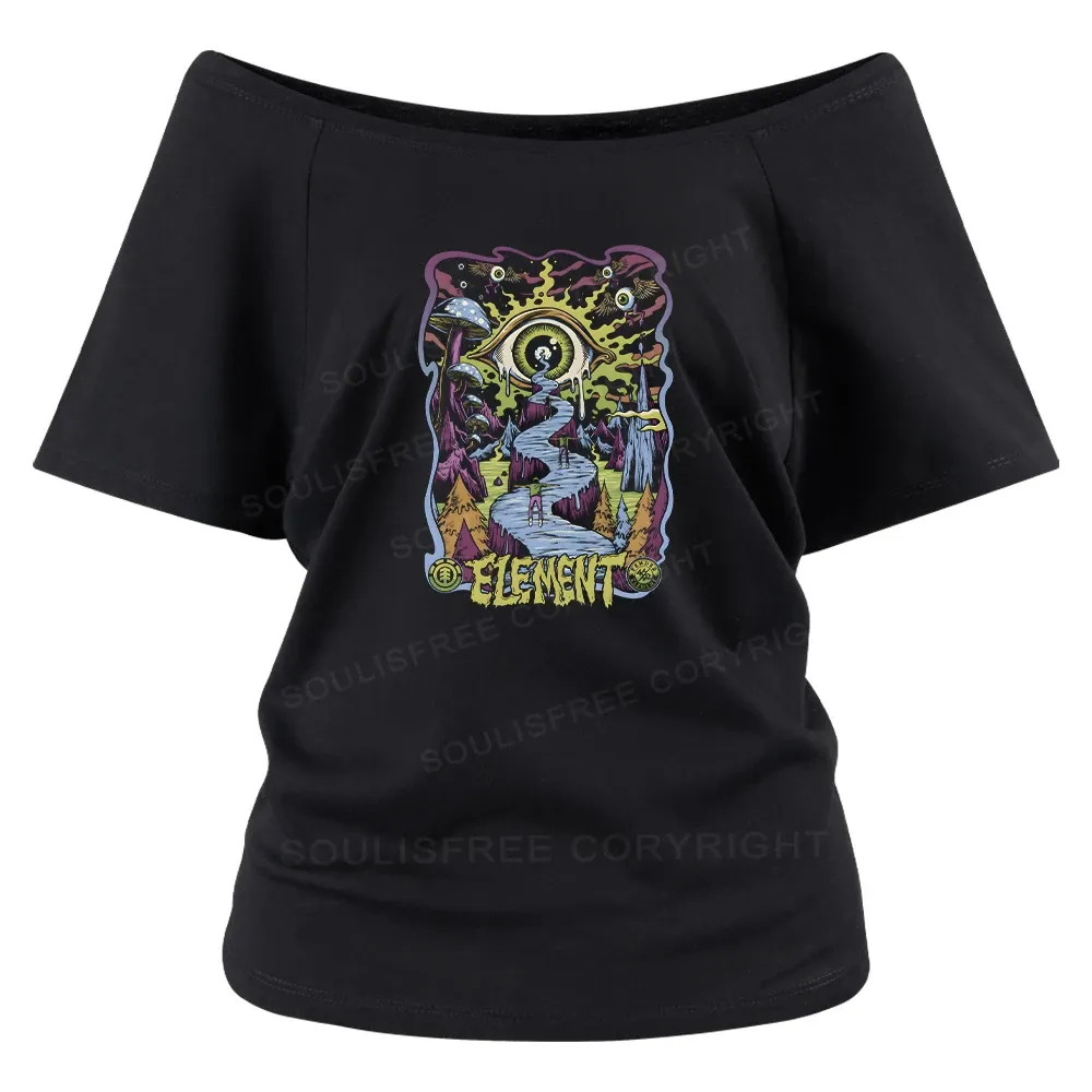 Psychedelic Elements Off Shoulder Top