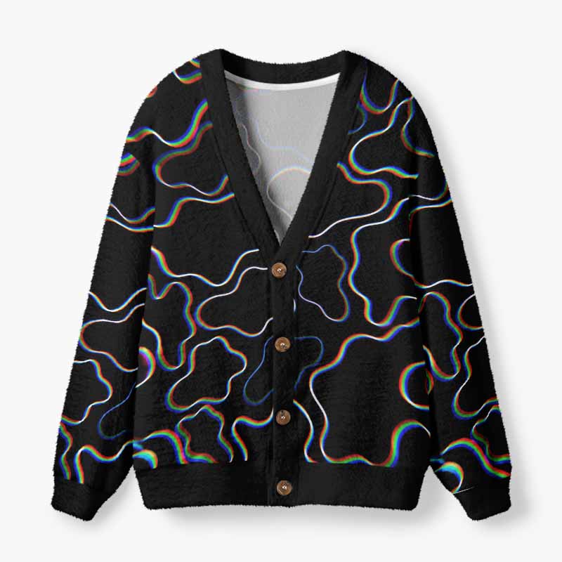 Soulisfree Waves Of Hidden Consciousness Fuzzy Cardigan Sweater
