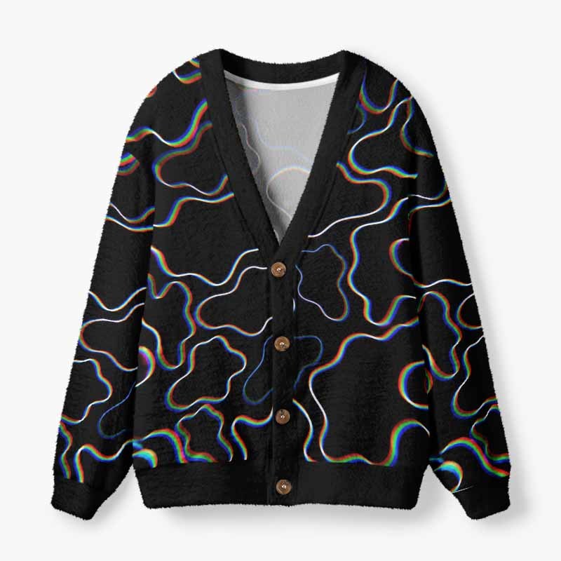Soulisfree Waves Of Hidden Consciousness Fuzzy Cardigan Sweater