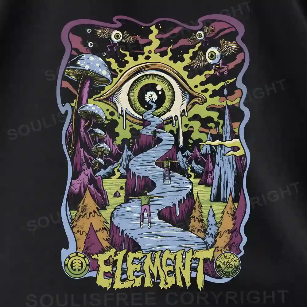 Psychedelic Elements Asymmetrical Top With Side Drawstring