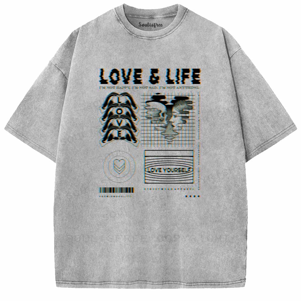 Soulisfree  LOVE & LIFE Washed Tee