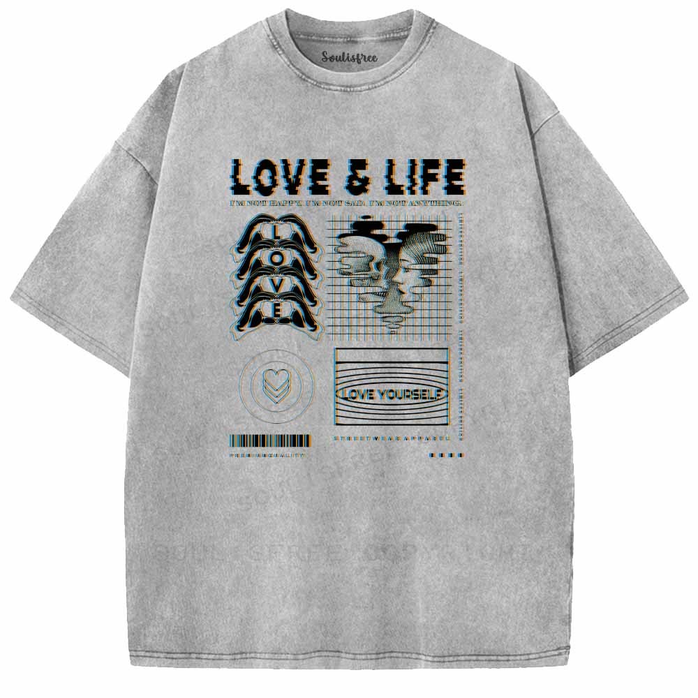 Soulisfree  LOVE & LIFE Washed Tee