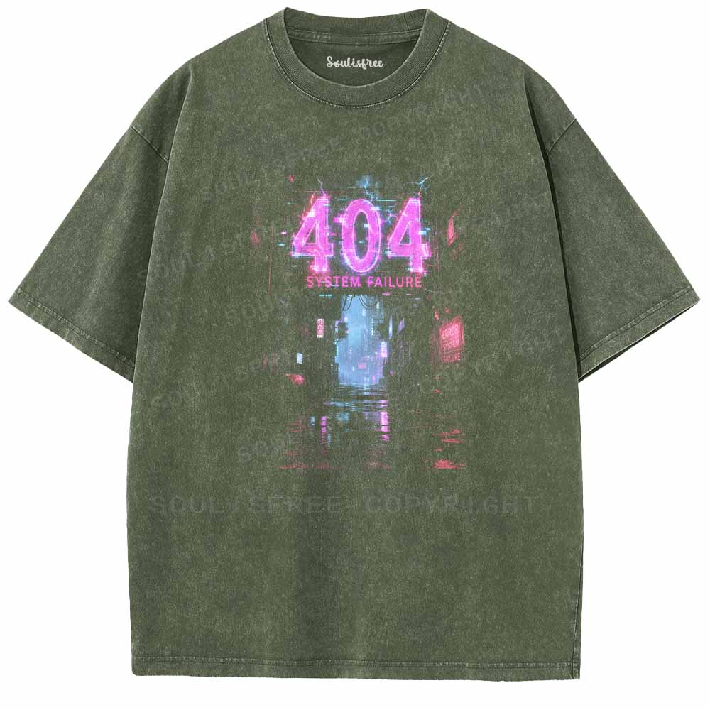 Soulisfree ERROR 404 NEON CYBER ALLEY Washed Tee
