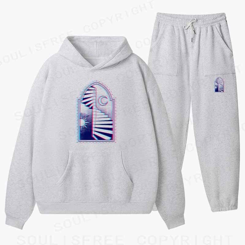 Soulisfree Sun Moon Steps Of Free Soul Cotton Fleece Hoodie Set