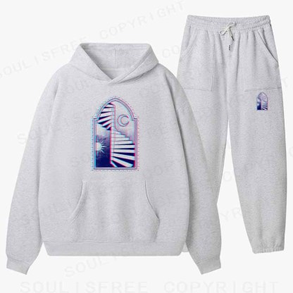 Soulisfree Sun Moon Steps Of Free Soul Cotton Fleece Hoodie Set