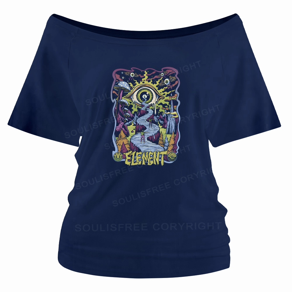 Psychedelic Elements Off Shoulder Top
