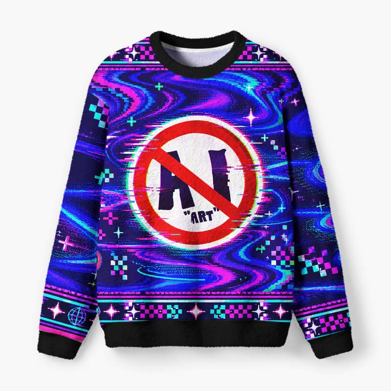 Soulisfree No Rules, Just Art Fuzzy Crewneck Sweater