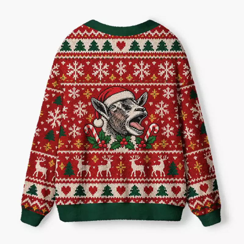 Soulisfree Santa donkey Fuzzy Cardigan Sweater