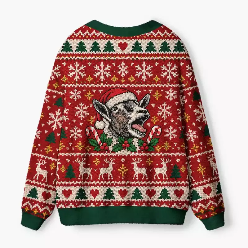 Soulisfree Santa donkey Fuzzy Cardigan Sweater
