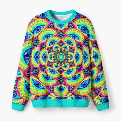Soulisfree Sacred Psychedelic Sight Fuzzy Crewneck Sweater
