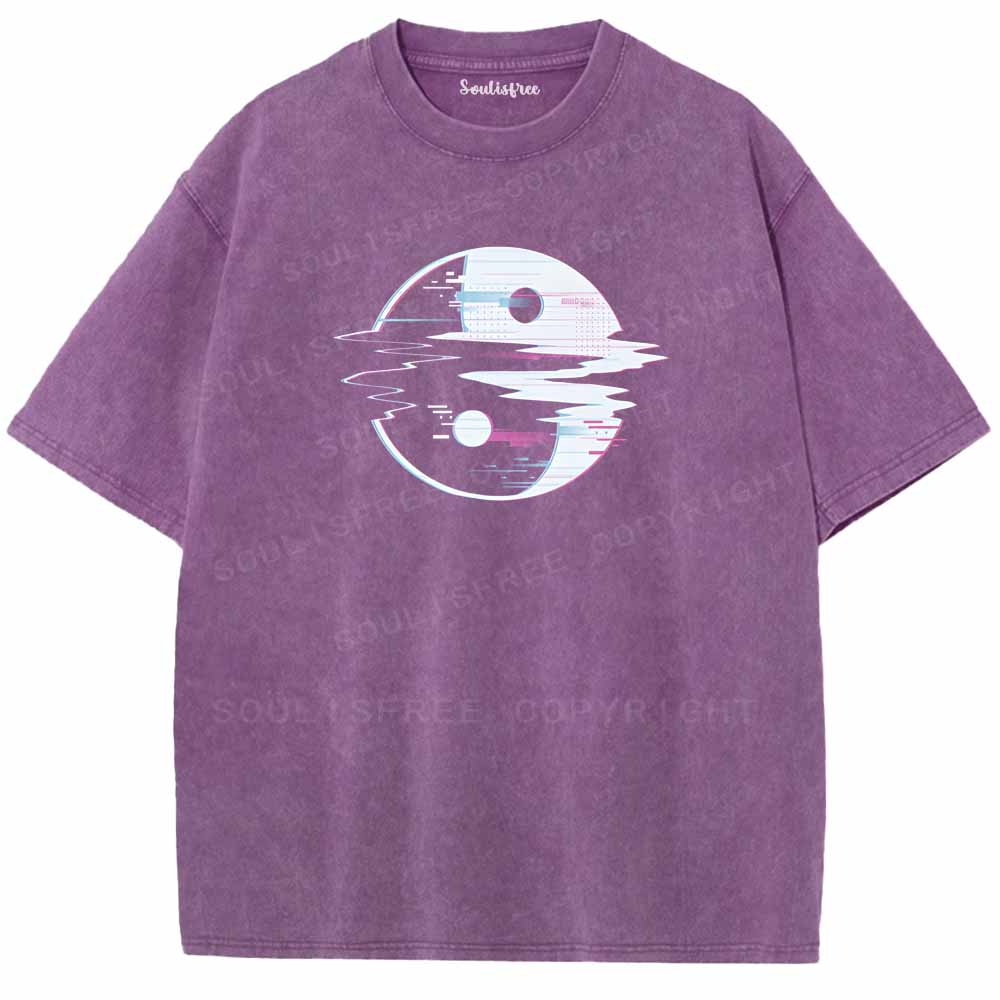 Soulisfree Glitch Yin Yang symbol Washed Tee