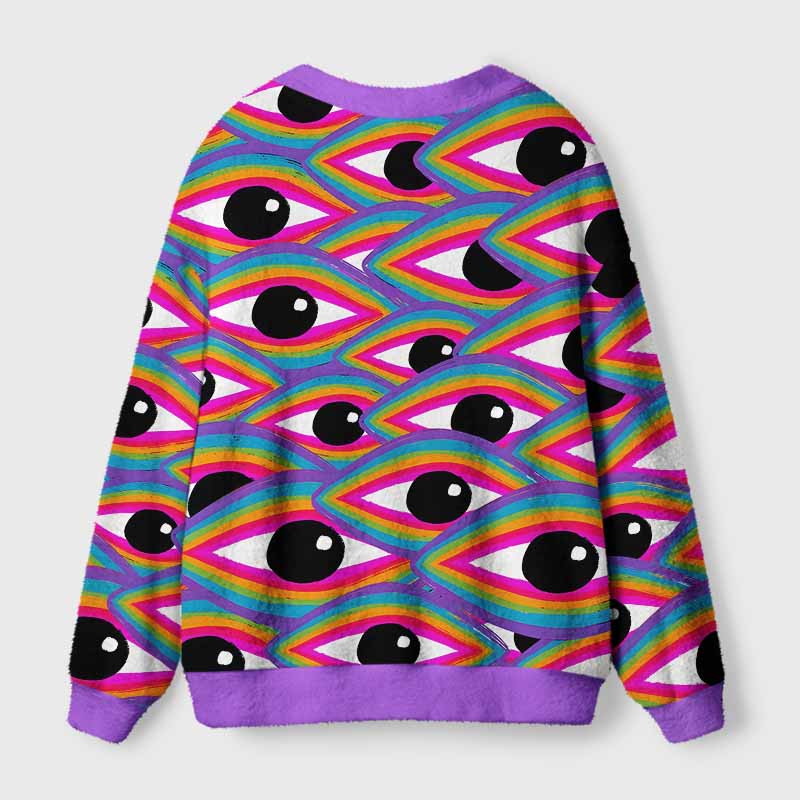 Soulisfree Ocular Wave Fuzzy Cardigan Sweater 
