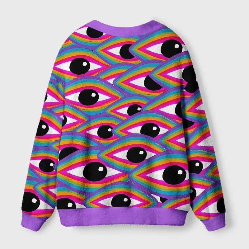 Soulisfree Ocular Wave Fuzzy Cardigan Sweater 