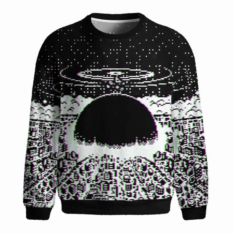 Soulisfree Pixel Explosion Fuzzy Crewneck Sweater