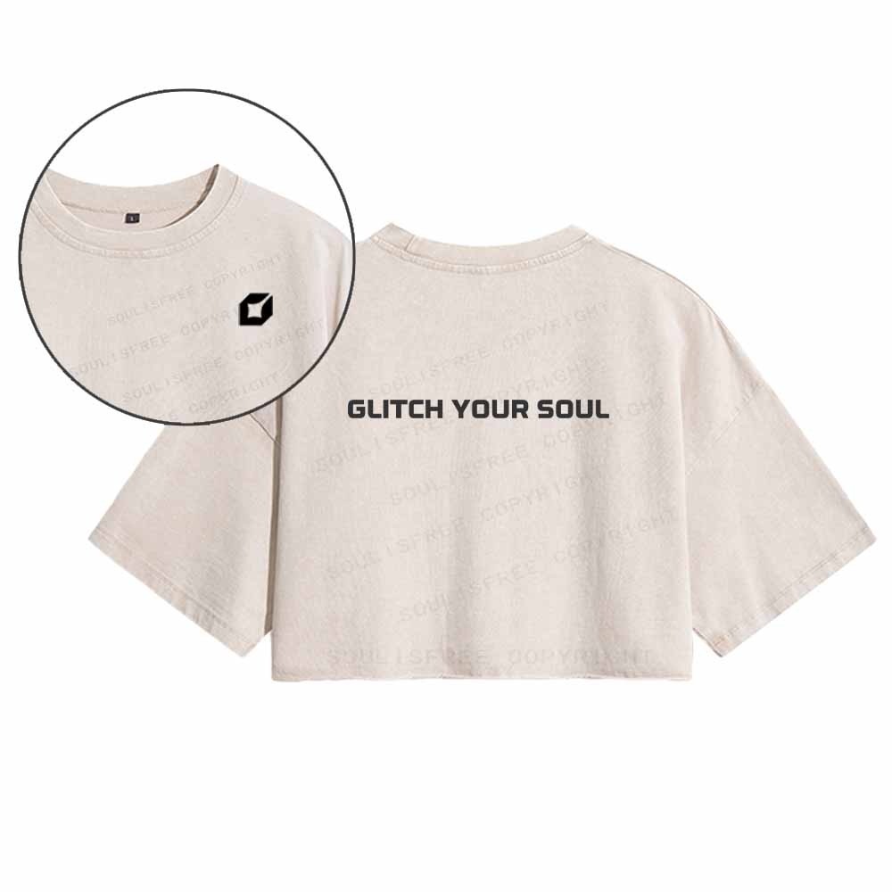Soulisfree Glitch your soul  Washed Crop Tee