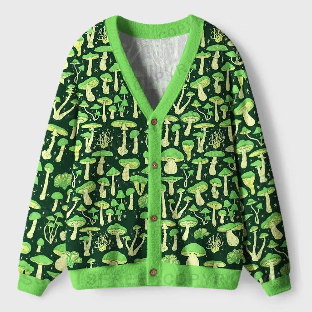 Enchanted Fungi Garden Ugly Cardigan Sweaters 