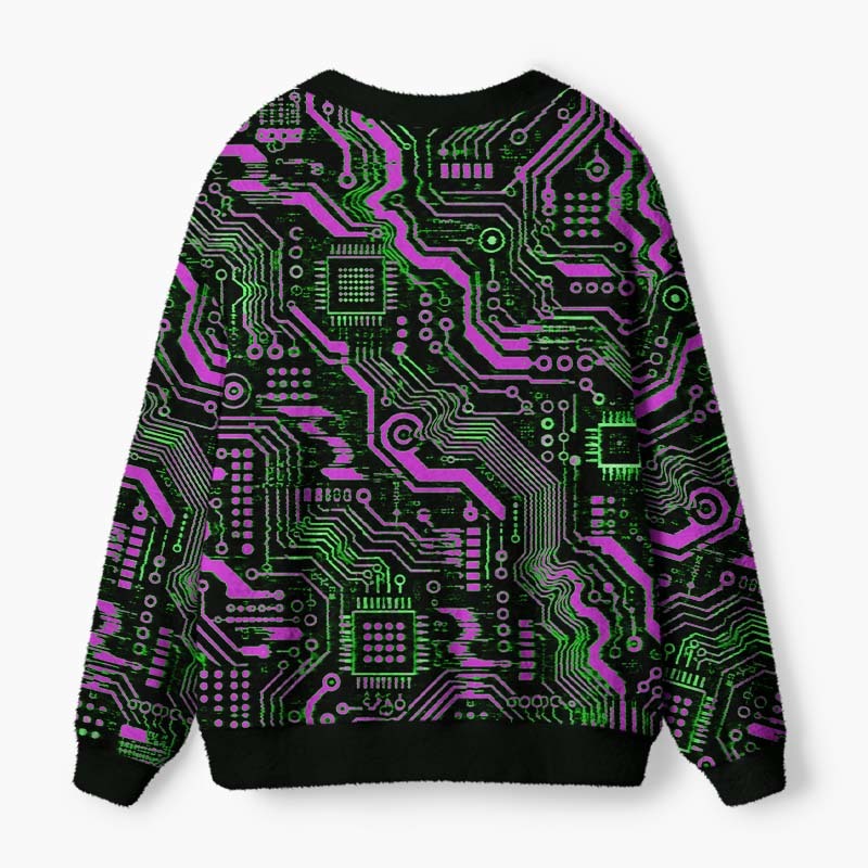 Soulisfree The Code Of Consciousness Fuzzy Cardigan Sweater